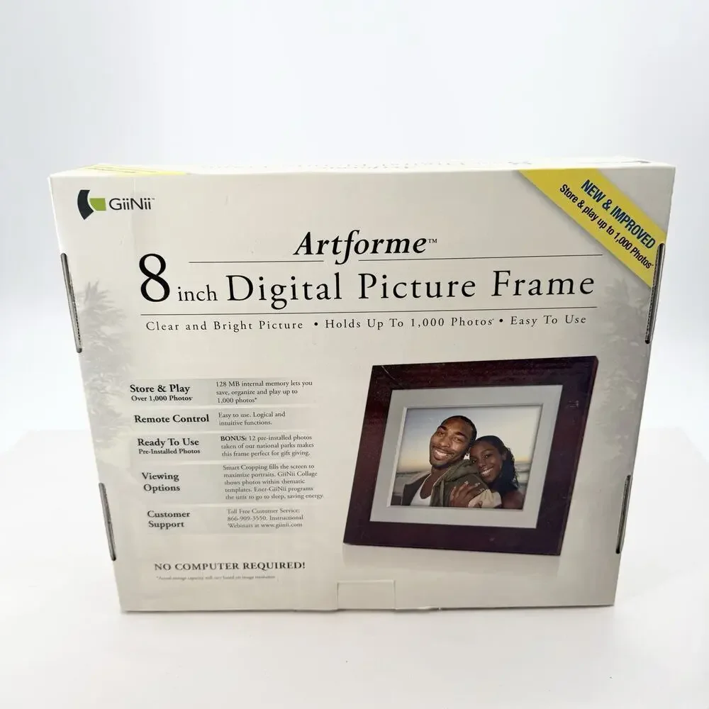 Artforme 8-Inch Digital Frame with Remote 128MB up to 1000 Photos